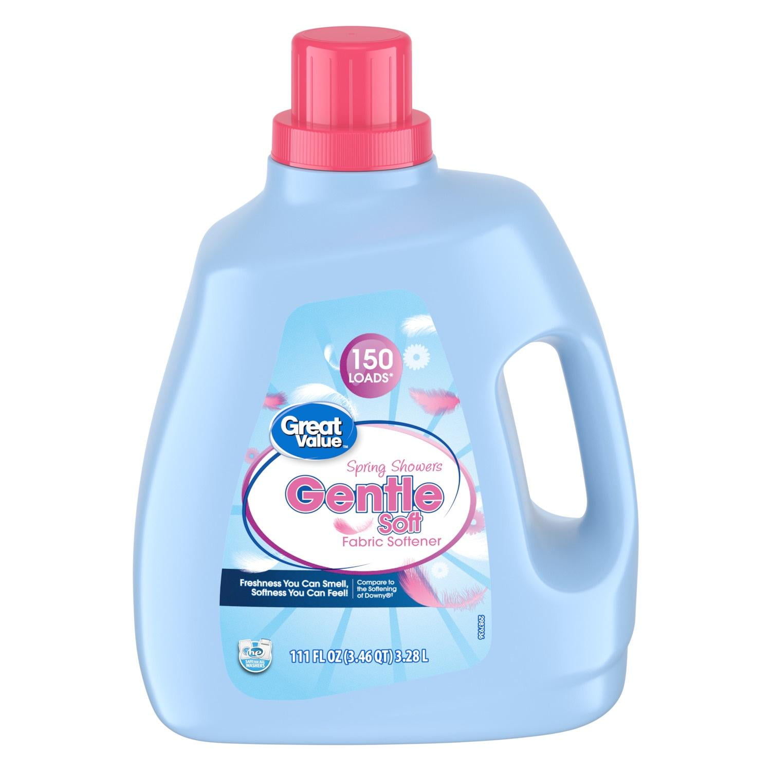 Great Value Gentle Soft Fabric Softener, Spring Showers, 111 FL OZ, Compare to the Softening of Downy
