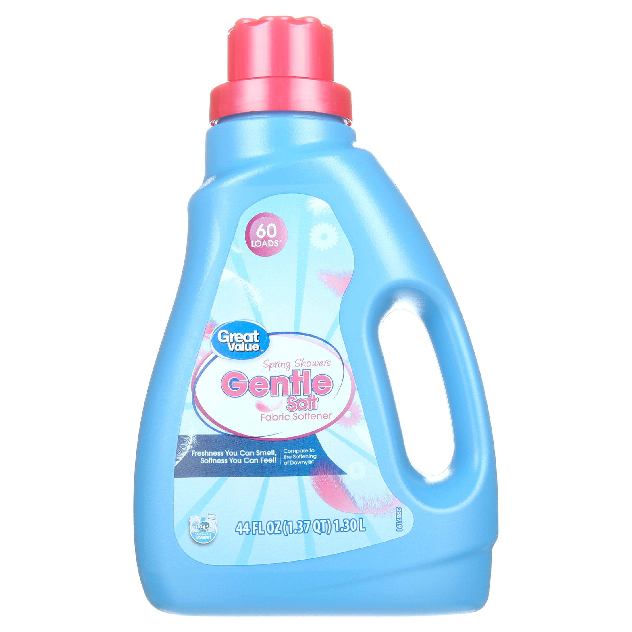 Great Value Gentle Soft Fabric Softener, Spring Showers, 44 FL OZ, Compare to the Softening of Downy