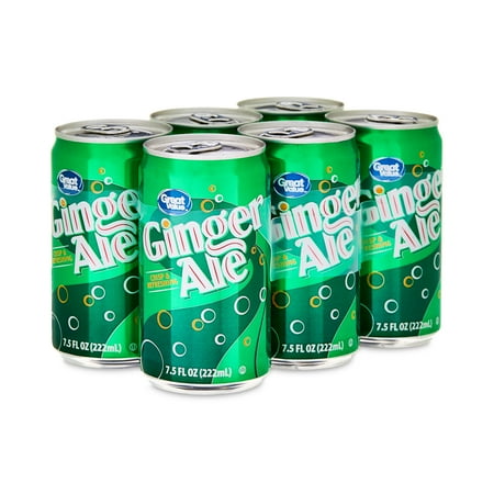 Great Value Ginger Ale, 7.5 fl oz, 6 Pack Cans