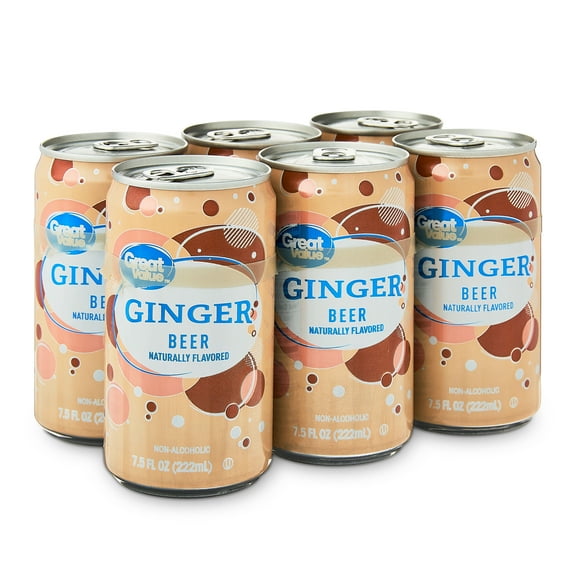 Great Value Ginger Beer, 7.5 fl oz, 6 Cans