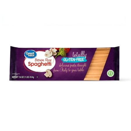 Great Value Gluten-Free Brown Rice Spaghetti, 16 oz, Shelf-Stable.