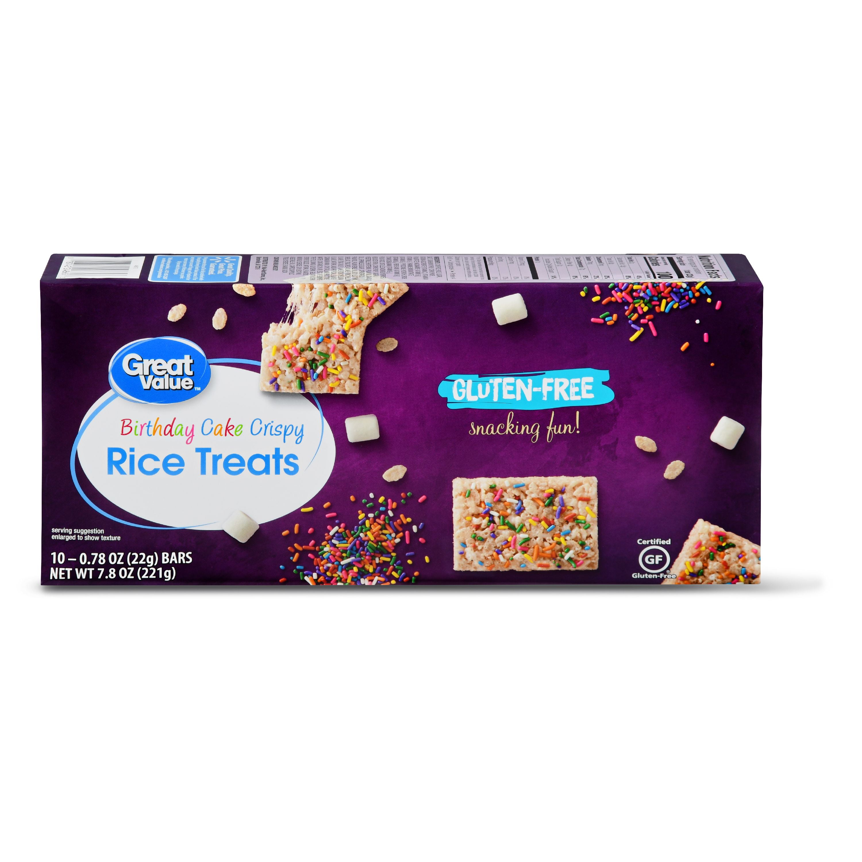 Great Value Gluten-Free Crispy Rice Treats, Birthday Cake, 7.8 oz, 10 Count