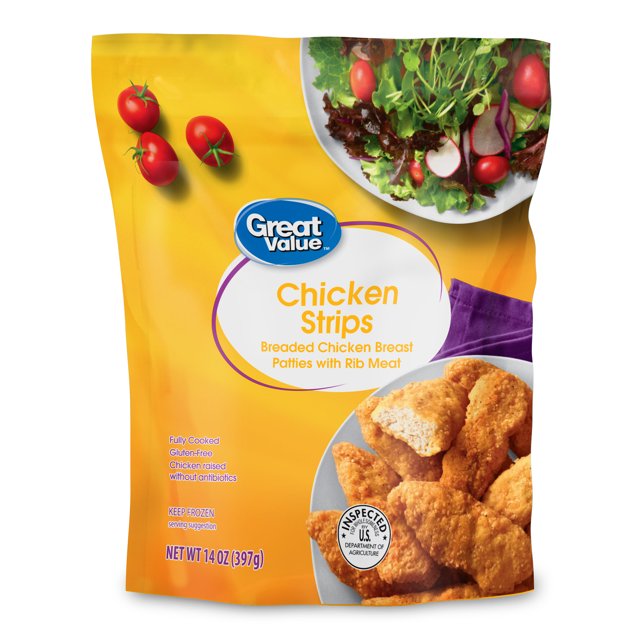 Great Value Gluten Free, Fully Cooked Formed Chicken Breast Strips, 14