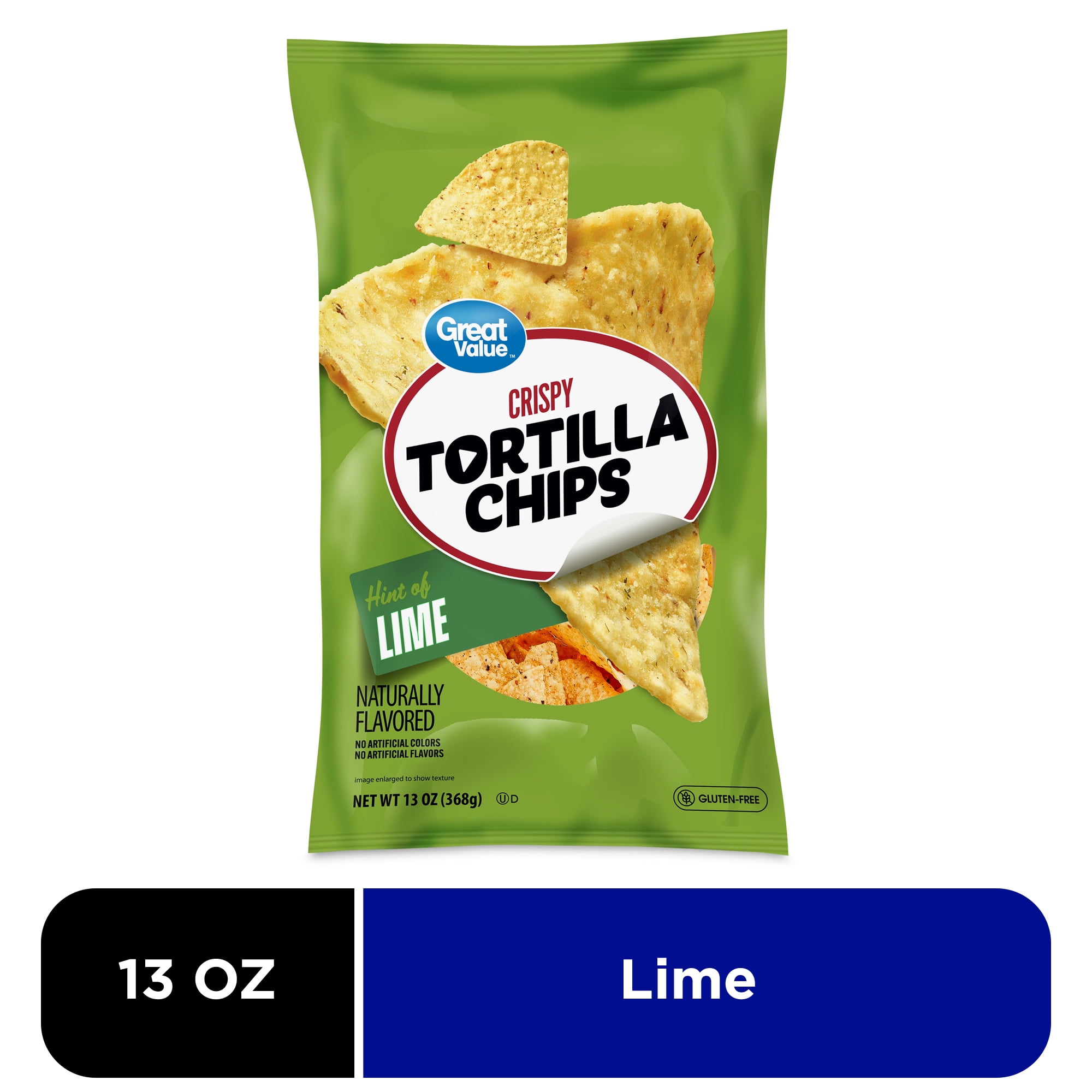 Great Value Hint of Lime Crispy Tortilla Chips, 13 oz
