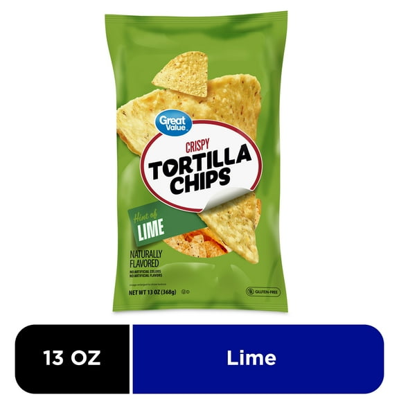 Great Value Hint of Lime Crispy Tortilla Chips, 13 oz