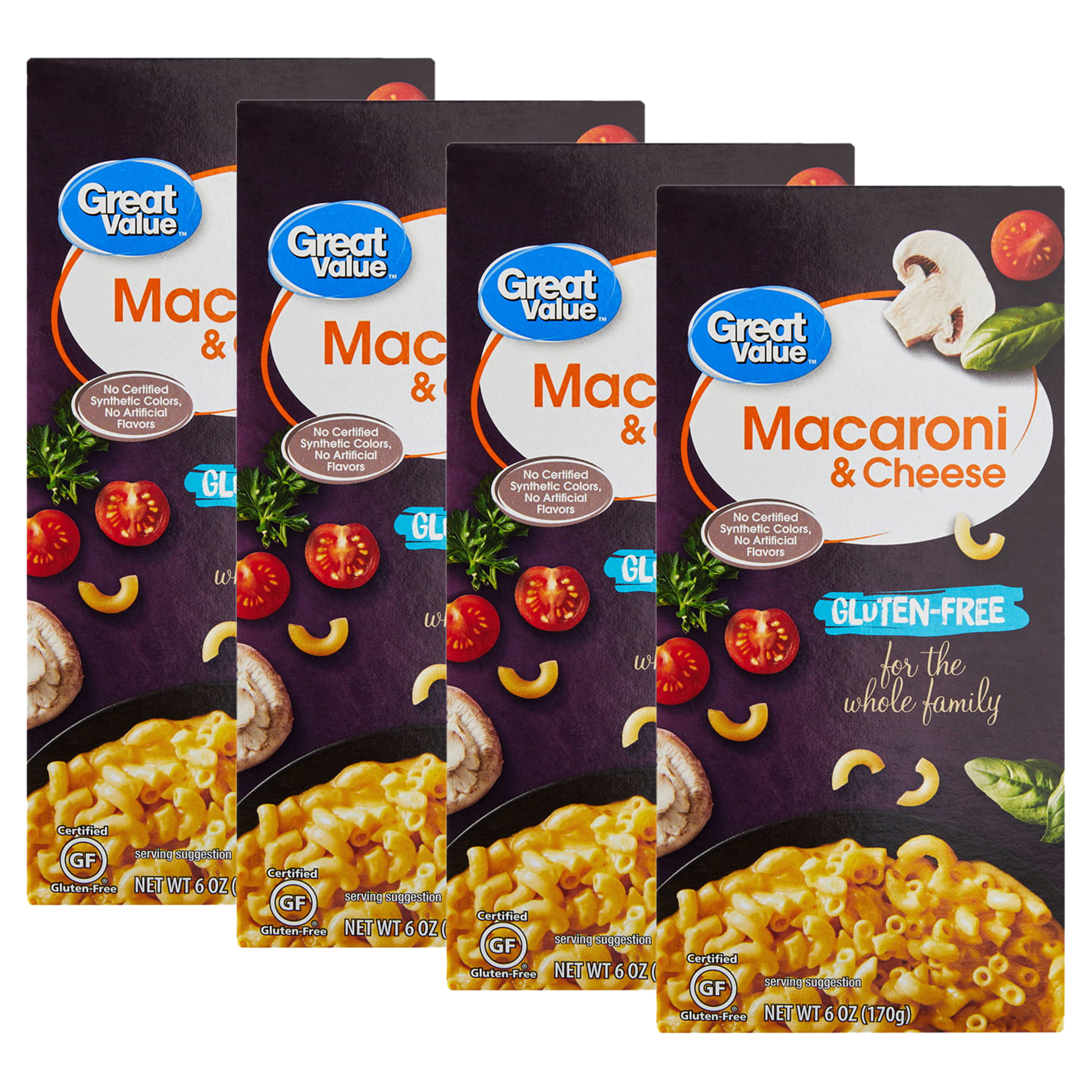 (4 pack) Great Value GlutenFree Macaroni & Cheese, 6 oz