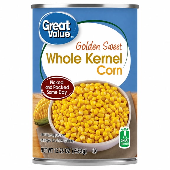 Great Value Golden Sweet Whole Kernel Corn, 15.25 oz