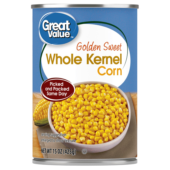 Great Value Golden Sweet Whole Kernel Corn, 15 oz