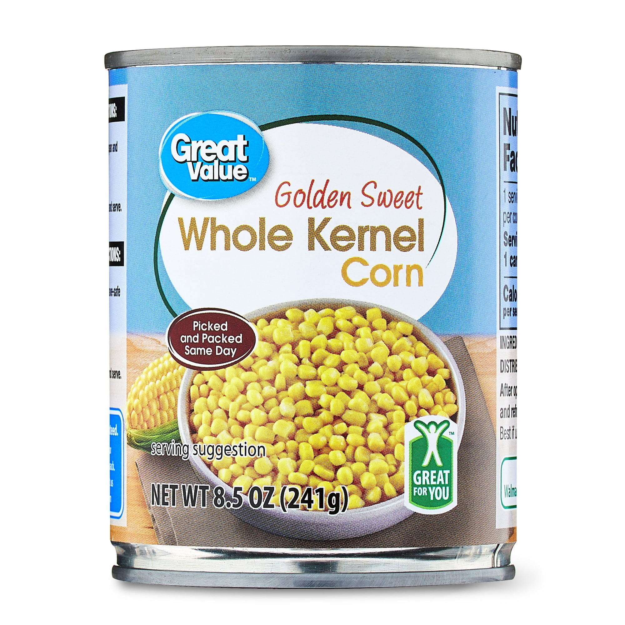 Great Value Golden Sweet Whole Kernel Corn, 8.75 oz Can Great Value Golden Sweet Whole Kernel Corn, 8.75 oz Can