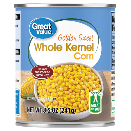 Great Value Golden Sweet Whole Kernel Corn, 8.5 oz Can
