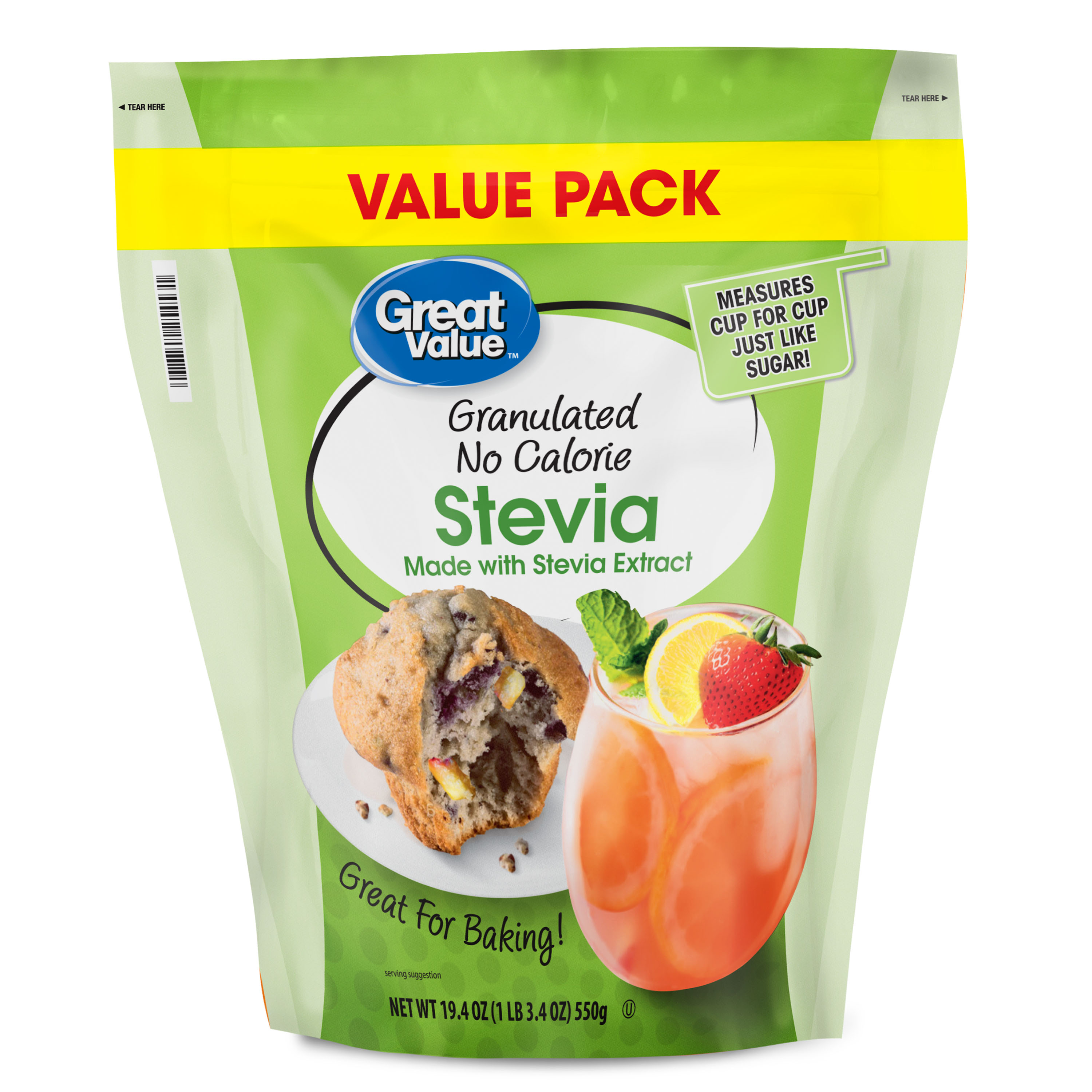 Great Value Granulated No Calorie Stevia Pouch, 19.4 oz - image 1 of 7
