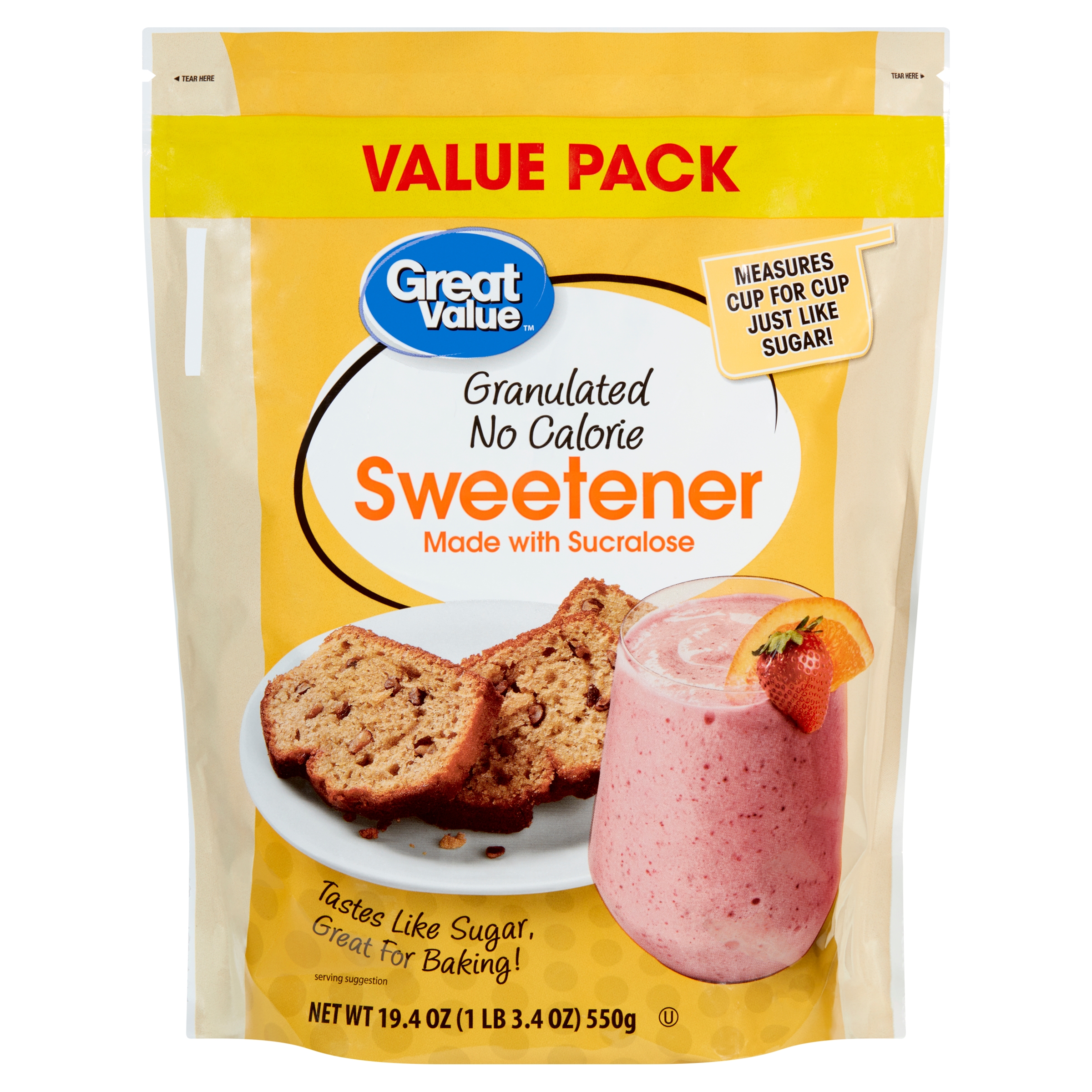 Great Value Granulated No Calorie Sweetener Value Pack, 19.4 oz - image 1 of 8