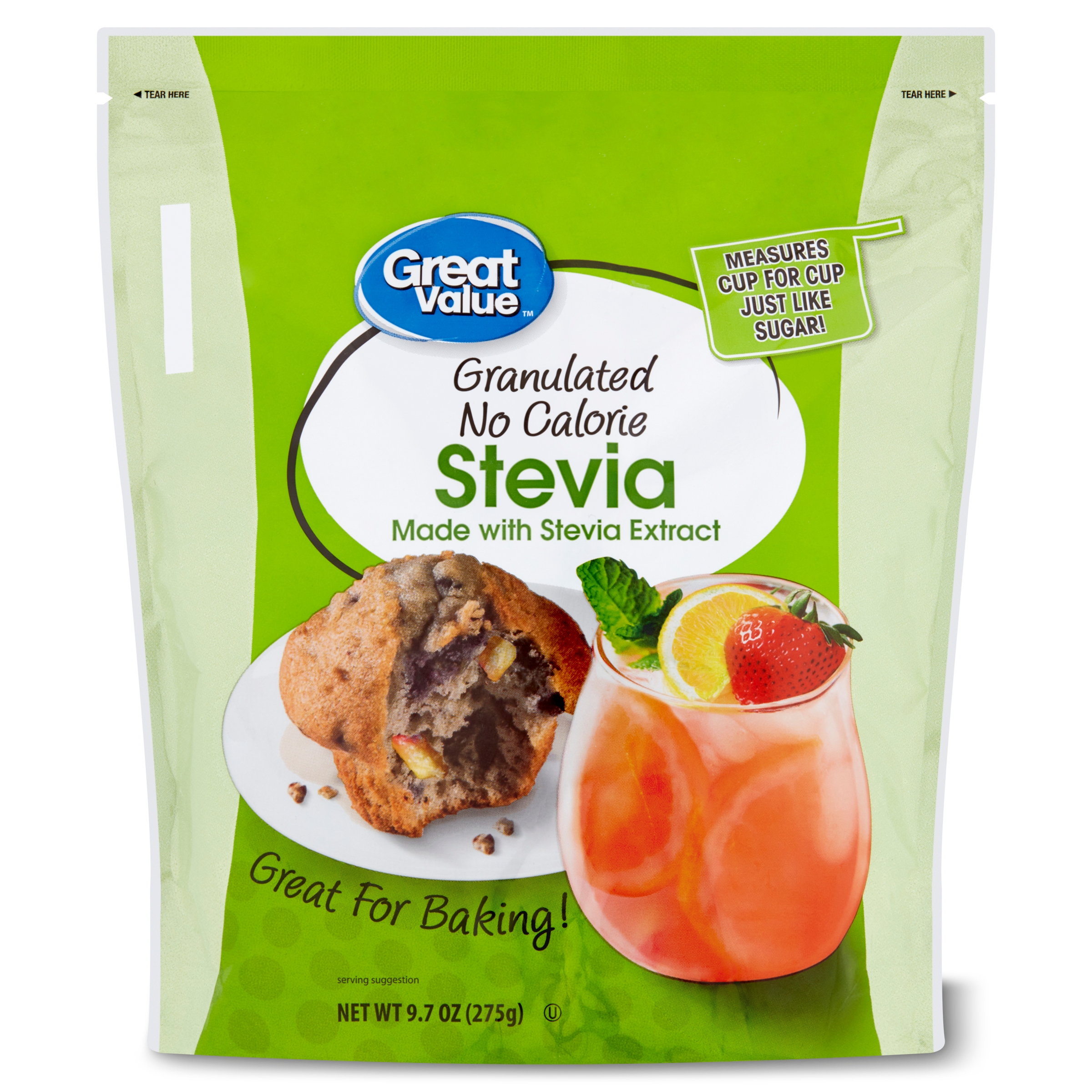 Great Value Granulated Stevia Sweetener, No Calorie, 9.7 oz - image 1 of 8