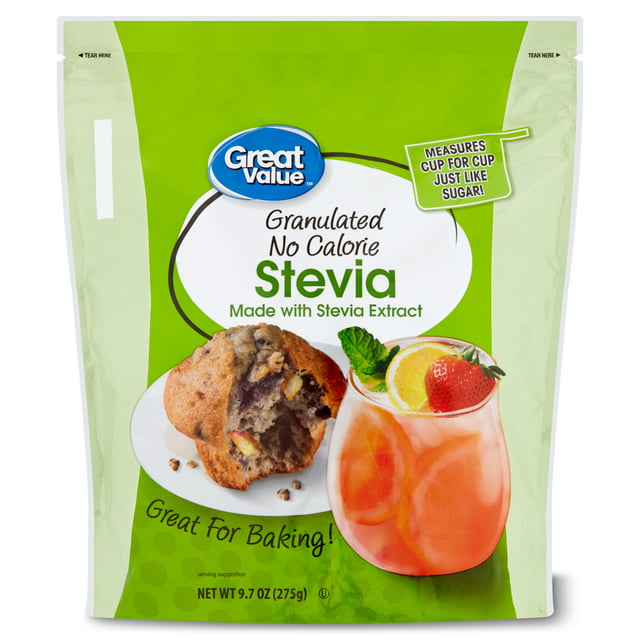 Great Value Granulated Stevia Sweetener, No Calorie, 9.7 oz