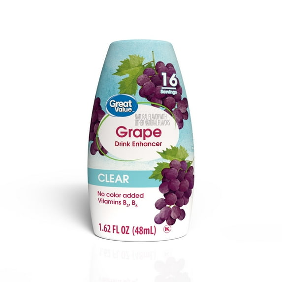 Great Value Grape Clear Liquid Drink Enhancer, 1.62 fl oz, Bottle