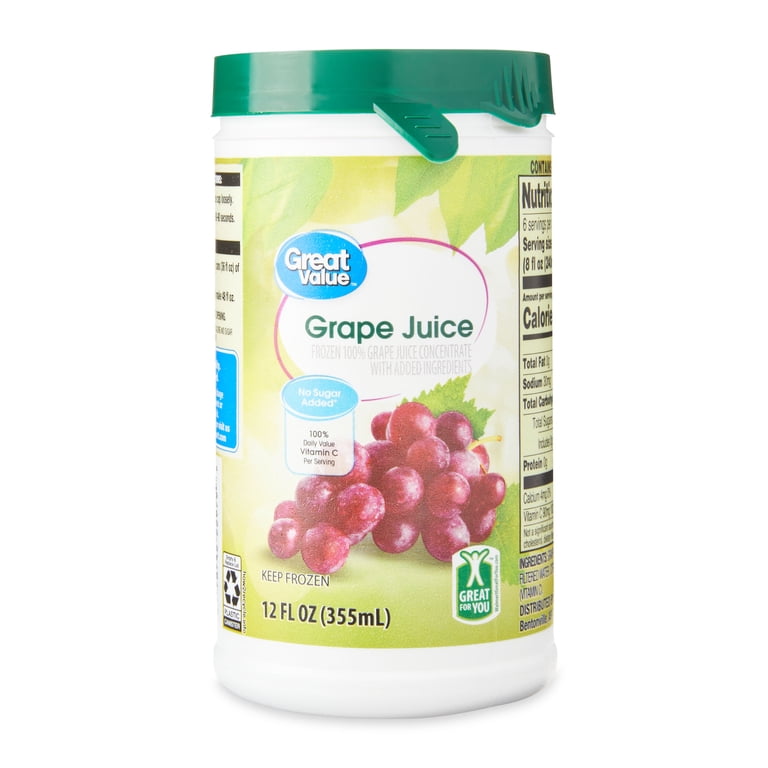 Great Value Grape Juice Frozen 12 fl oz Made from 100% Juice Concentrate  with Vitamin C