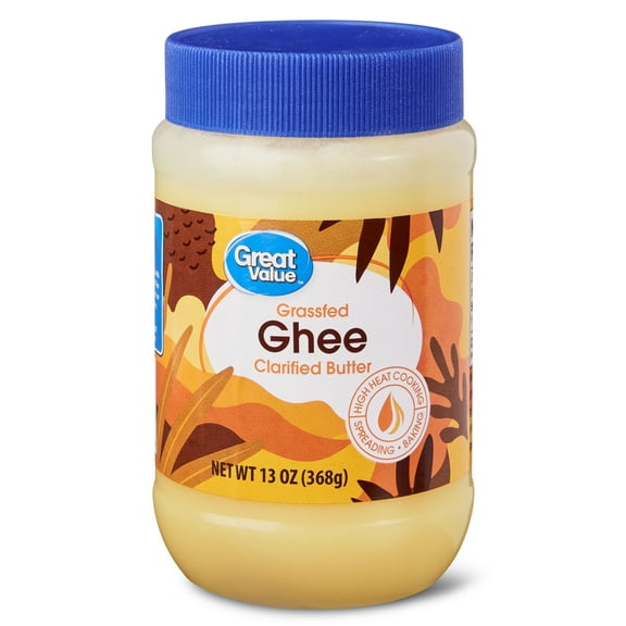 Great Value Grassfed Ghee Clarified Butter Jar, 13oz Full