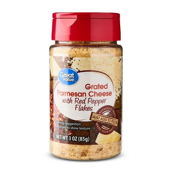 Great Value Grated Parmesan Cheese with Red Pepper Flakes, 3 oz (Shelf Stable)