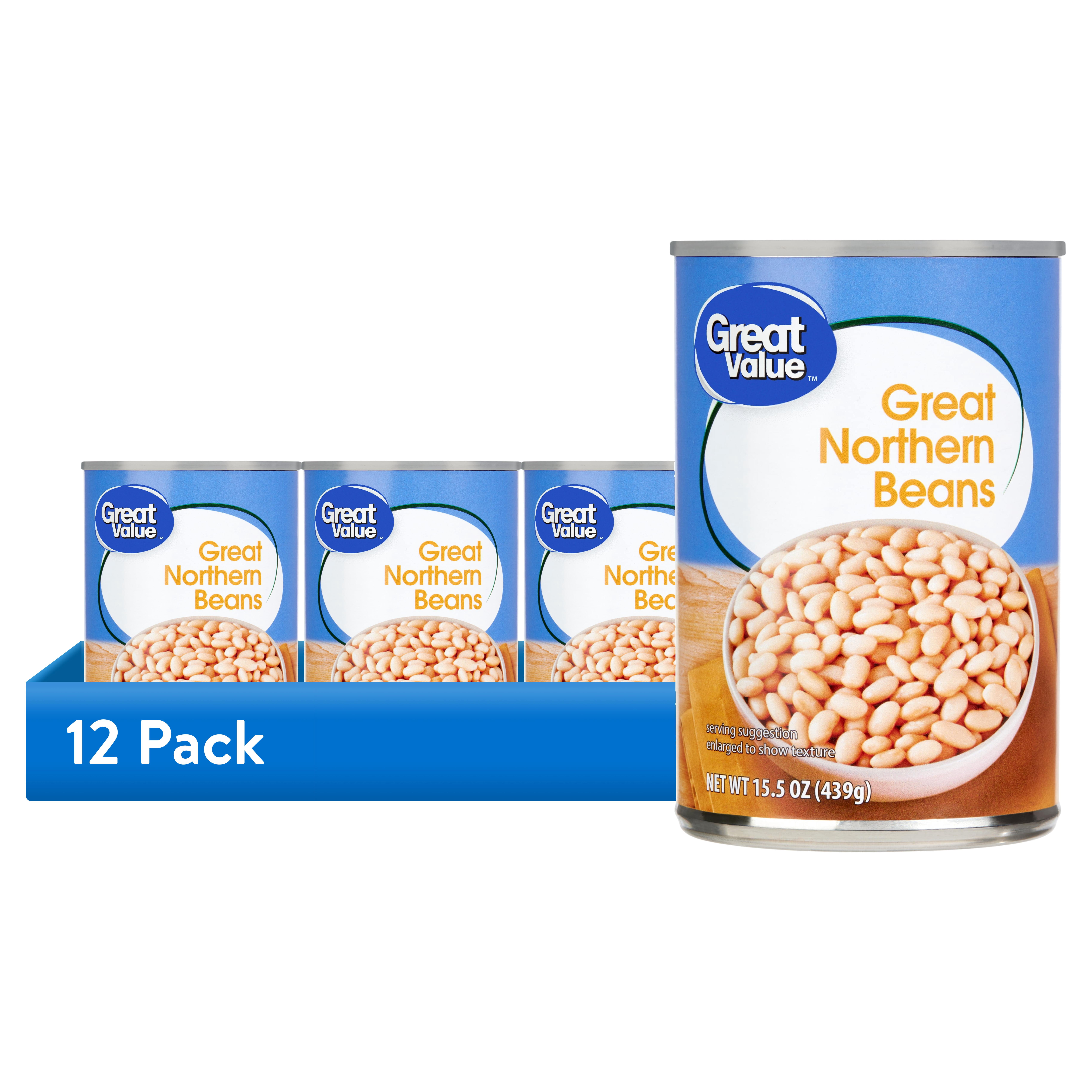 (12 pack) Great Value Great Northern Beans, 15.5 oz