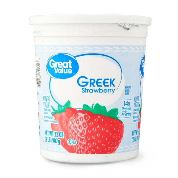 Great Value Strawberry Nonfat Greek Yogurt, 32 oz, Tub
