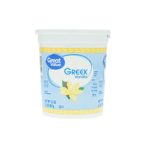 Great Value Vanilla Nonfat Greek Yogurt, 32 oz Tub