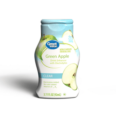 Great Value Green Apple Drink Enhancer with Electrolytes, 3.11 fl oz Liquid