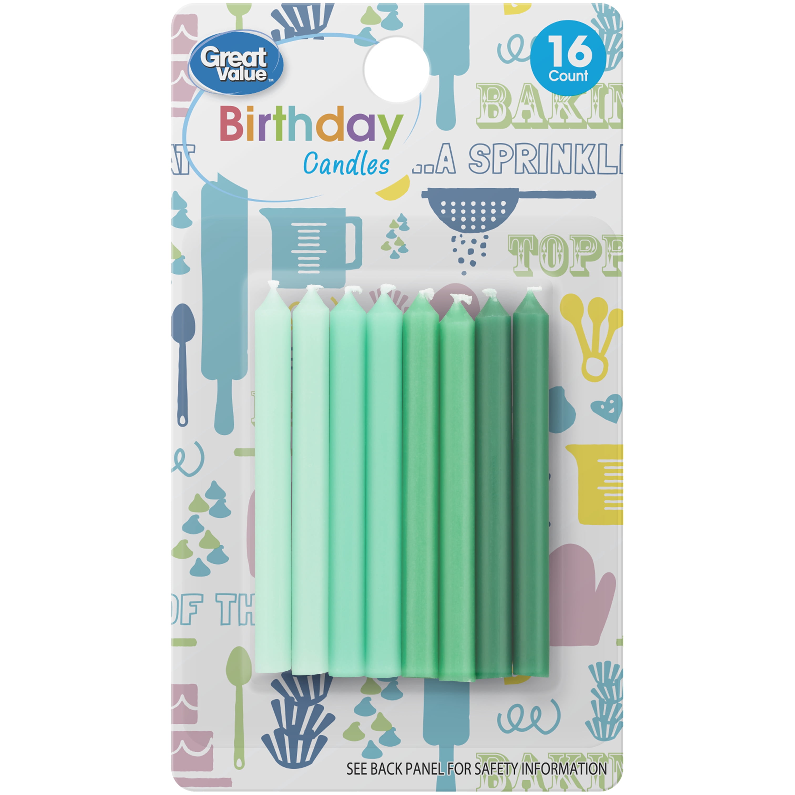 Great Value Green Ombre Birthday Candles, 16 Count