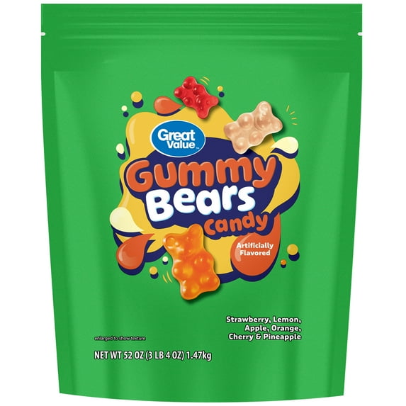 Great Value Gummy Bears Candy, 52 oz Bag