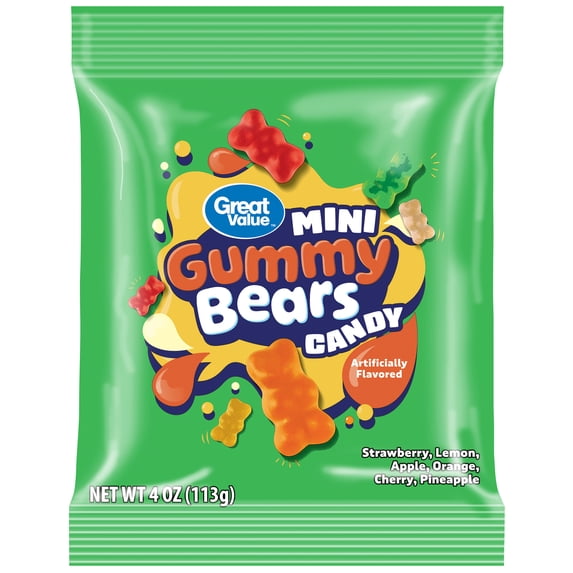 Great Value Mini Gummy Bears Candy, 4 oz