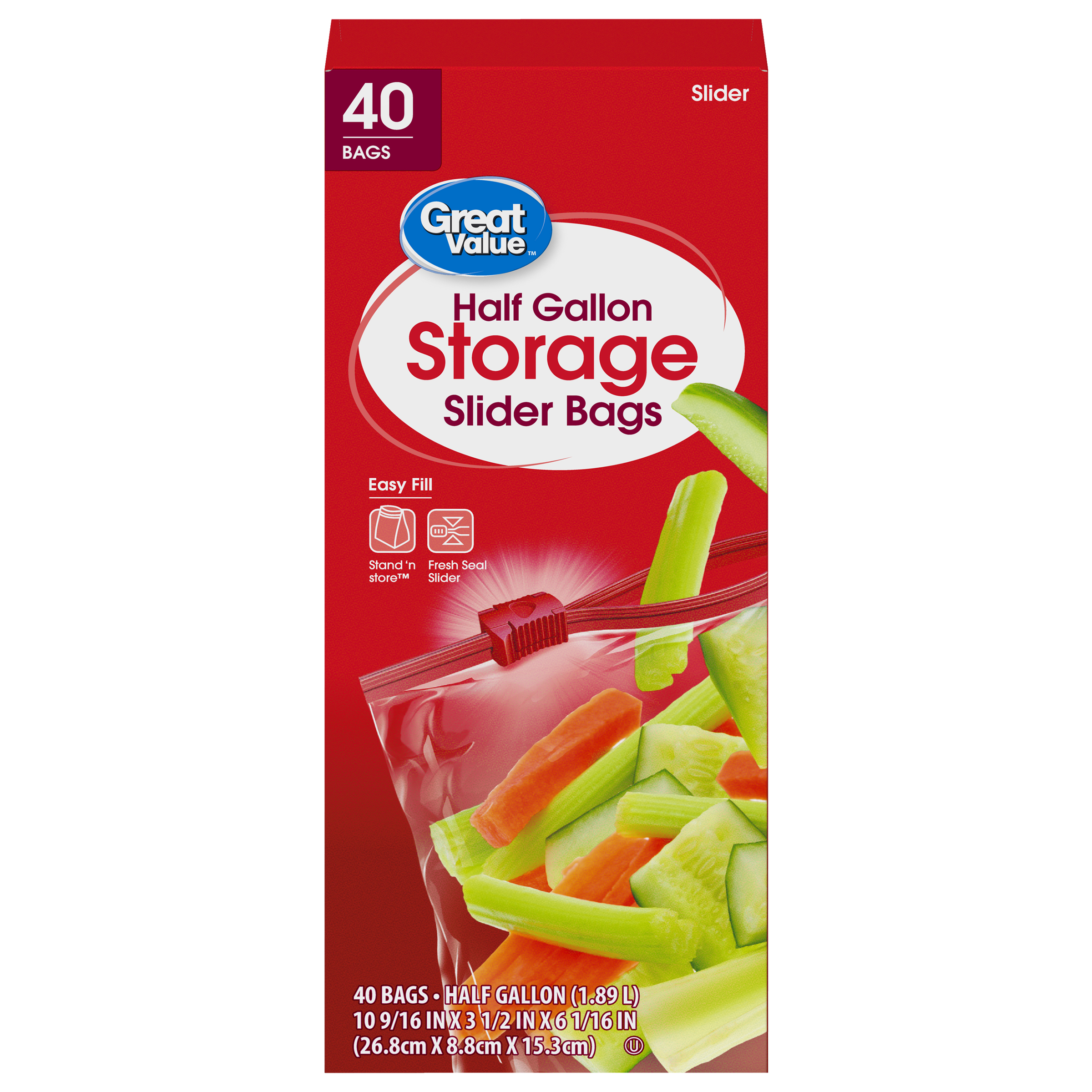 Great Value Half Gallon Slider Bags, 40 Count - image 1 of 6