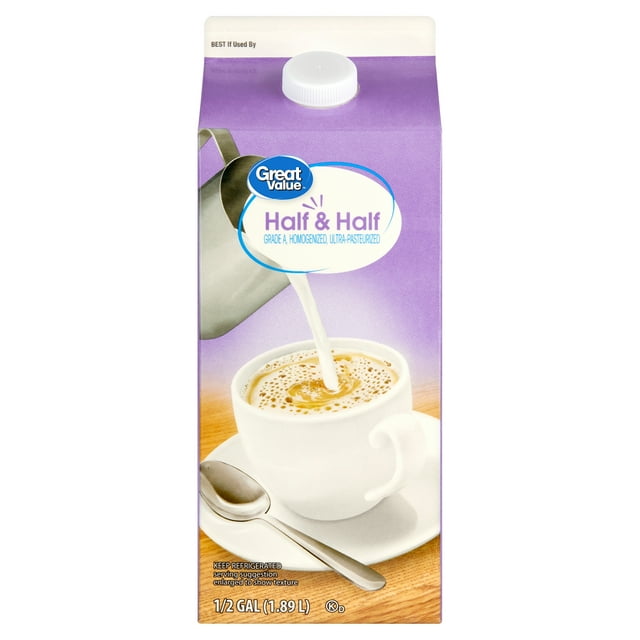 Great Value Half and Half, 64 fl oz Carton, Refrigerated