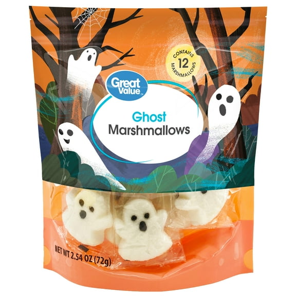Great Value Halloween Marshmallow Ghosts, 2.54 oz, Bag