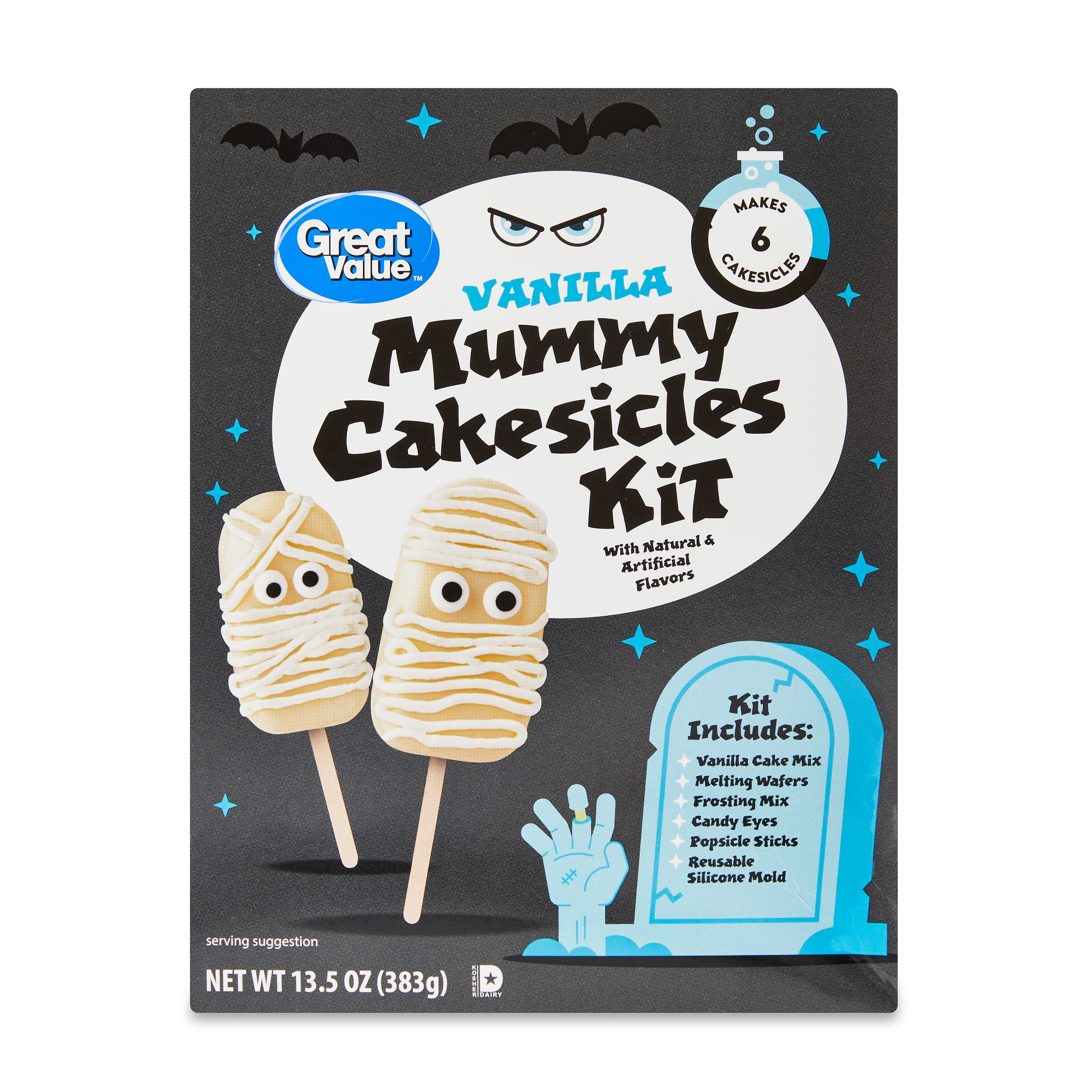 Great Value Halloween Vanilla Mummy Cakesicles Kit, 13.5 oz