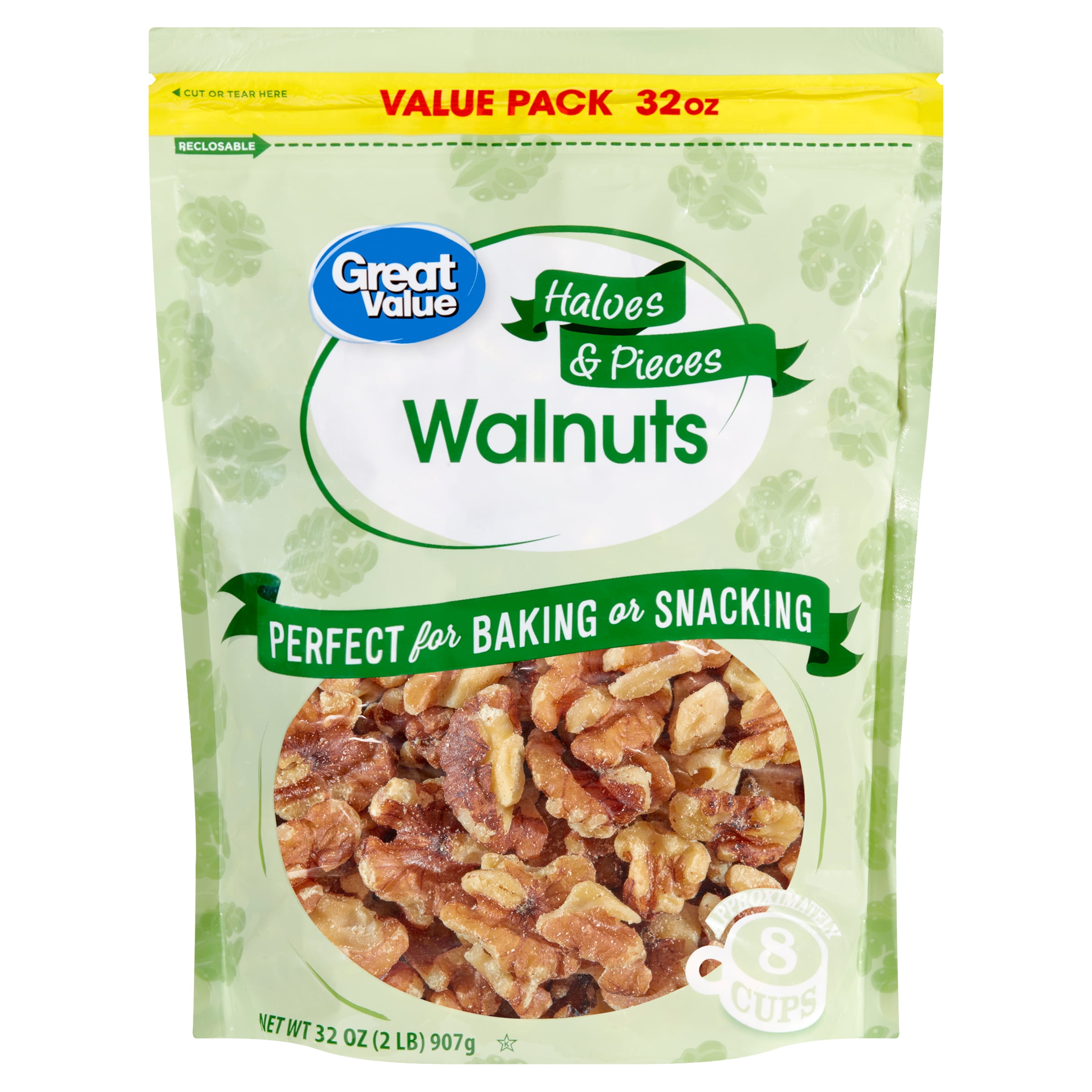 Great Value Halves & Pieces Walnuts Value Pack, 32 oz