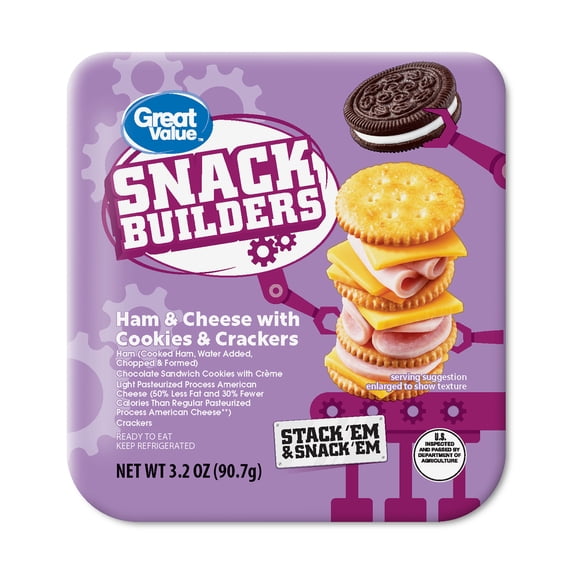 Great Value Ham and Cheese Snack Builders with Cookies, 3.20 oz (Refrigerated)