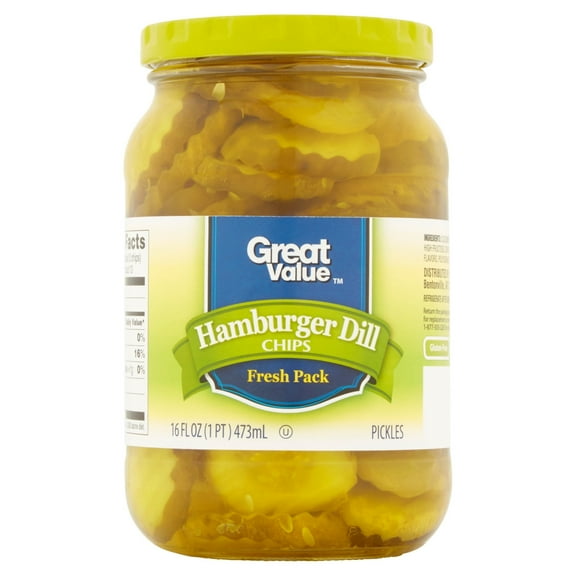 Great Value Hamburger Dill Chips Pickles, 16 oz