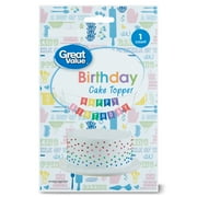 Great Value Happy Birthday Banner Cake Topper, Multicolor