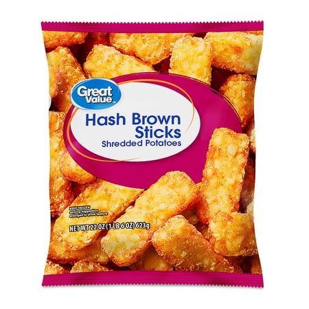 Great Value Hash Brown Sticks, Shredded Potatoes, 22 oz (Frozen)