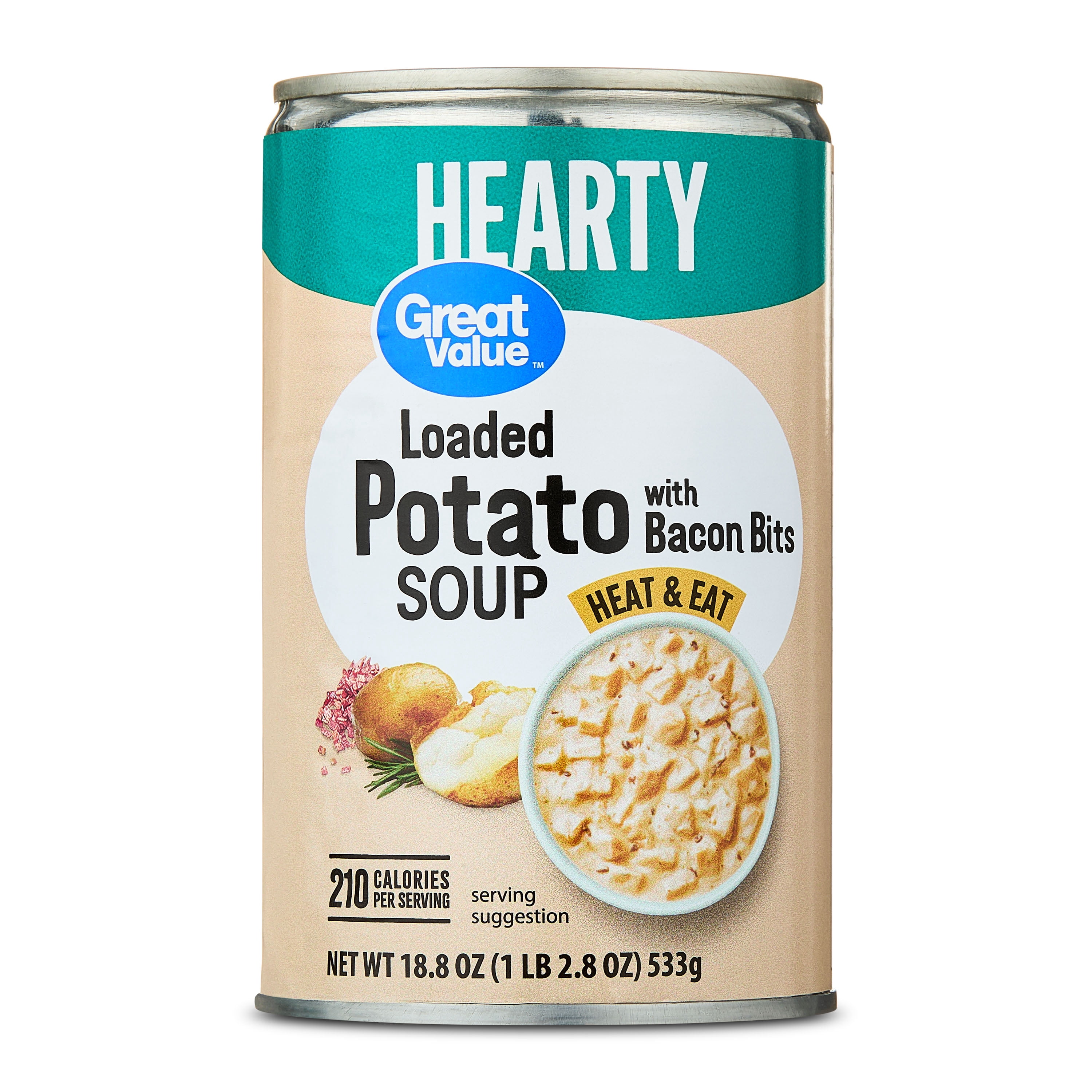 Great Value Hearty Loaded Potato Soup with Bacon Bits, 18.8 oz Can