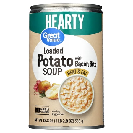 Great Value Hearty Loaded Potato Soup with Bacon Bits, 18.8 oz Can