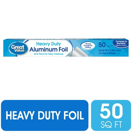 Great Value Heavy Duty Aluminum Foil, 50 Sq ft
