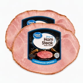 Great Value Hardwood Smoked Ham Steak Value 2-Pack, Fully Cooked, Bone-In, 2 - 4 lb