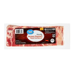 Great Value Naturally Hickory Smoked Thick Cut Sliced Bacon, 24 oz