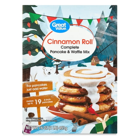 Great Value Holiday Cinnamon Roll Pancake & Waffle Mix, 16 oz