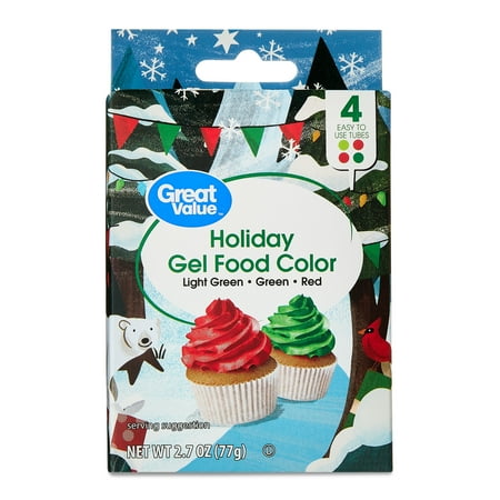 Great Value Holiday Gel Food Color, 2.7 oz, 4 Count