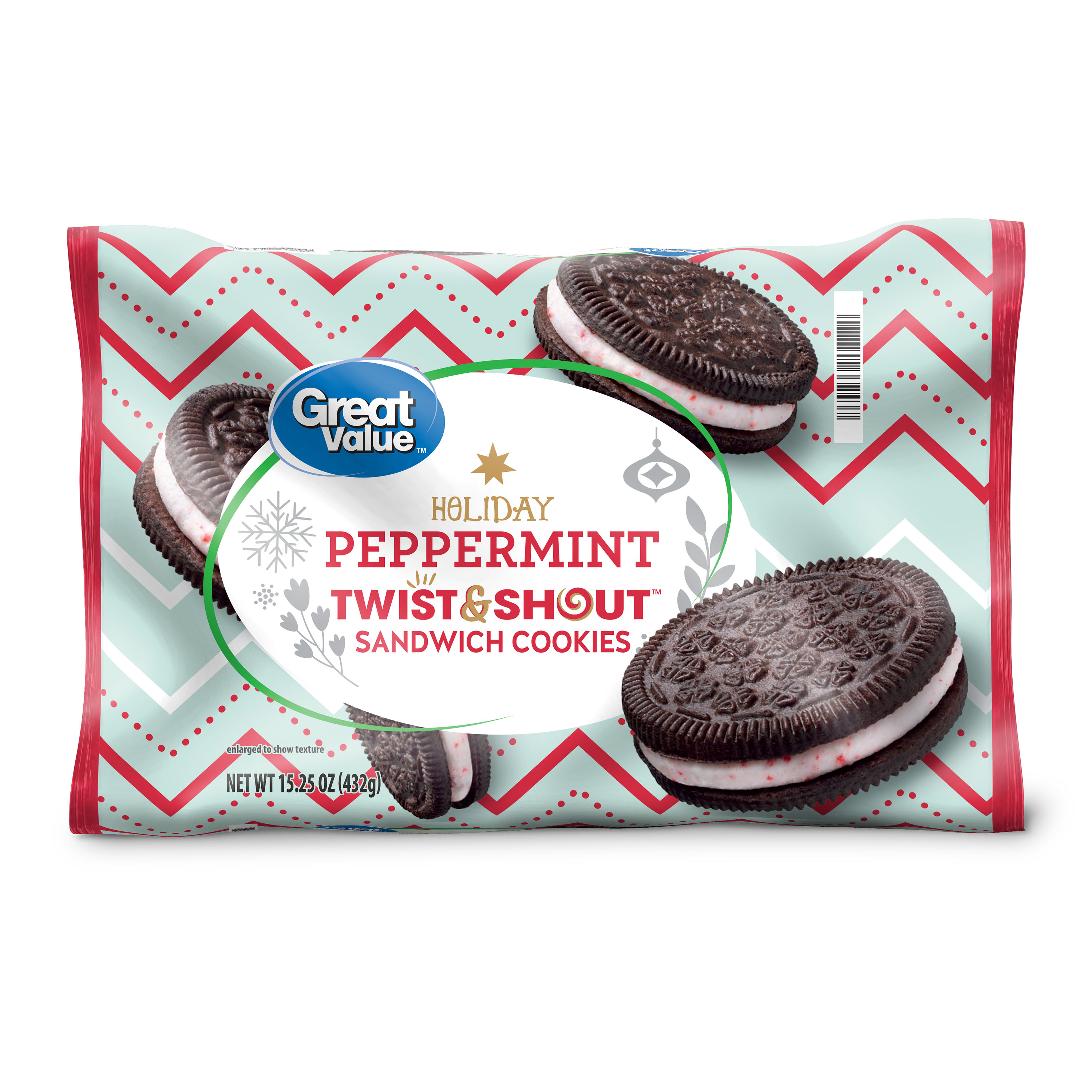 Great Value Holiday Peppermint Twist & Shout Sandwich Cookies 15.25 oz - image 1 of 6