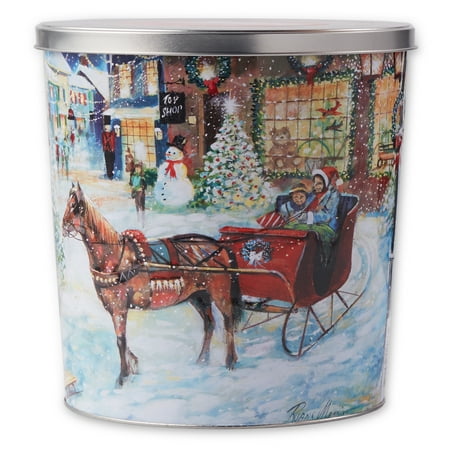 Great Value Holiday Winter Village Popcorn Tin, Caramel, Butter, and Cheese, 18 oz