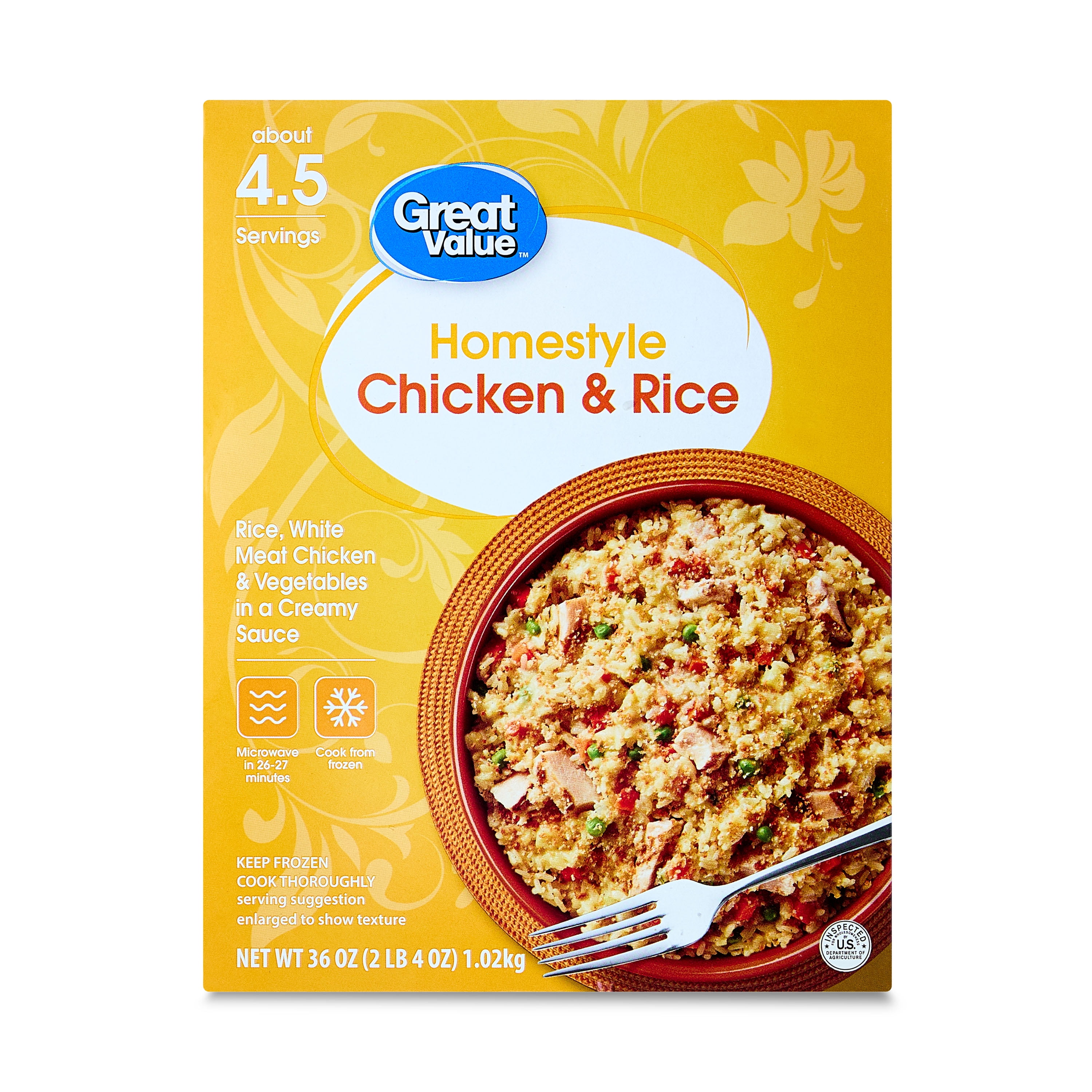 Great Value Homestyle Chicken & Rice, 36 oz (Frozen)