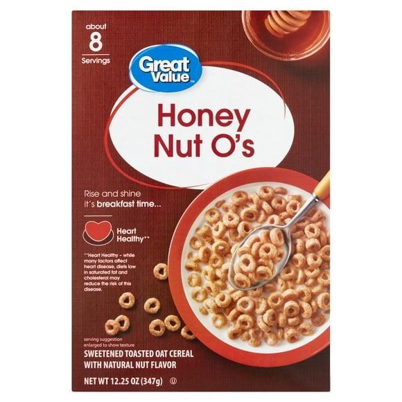 Great Value Honey Nut O's Oat Breakfast Cereal, 12.25 oz, 1 Count