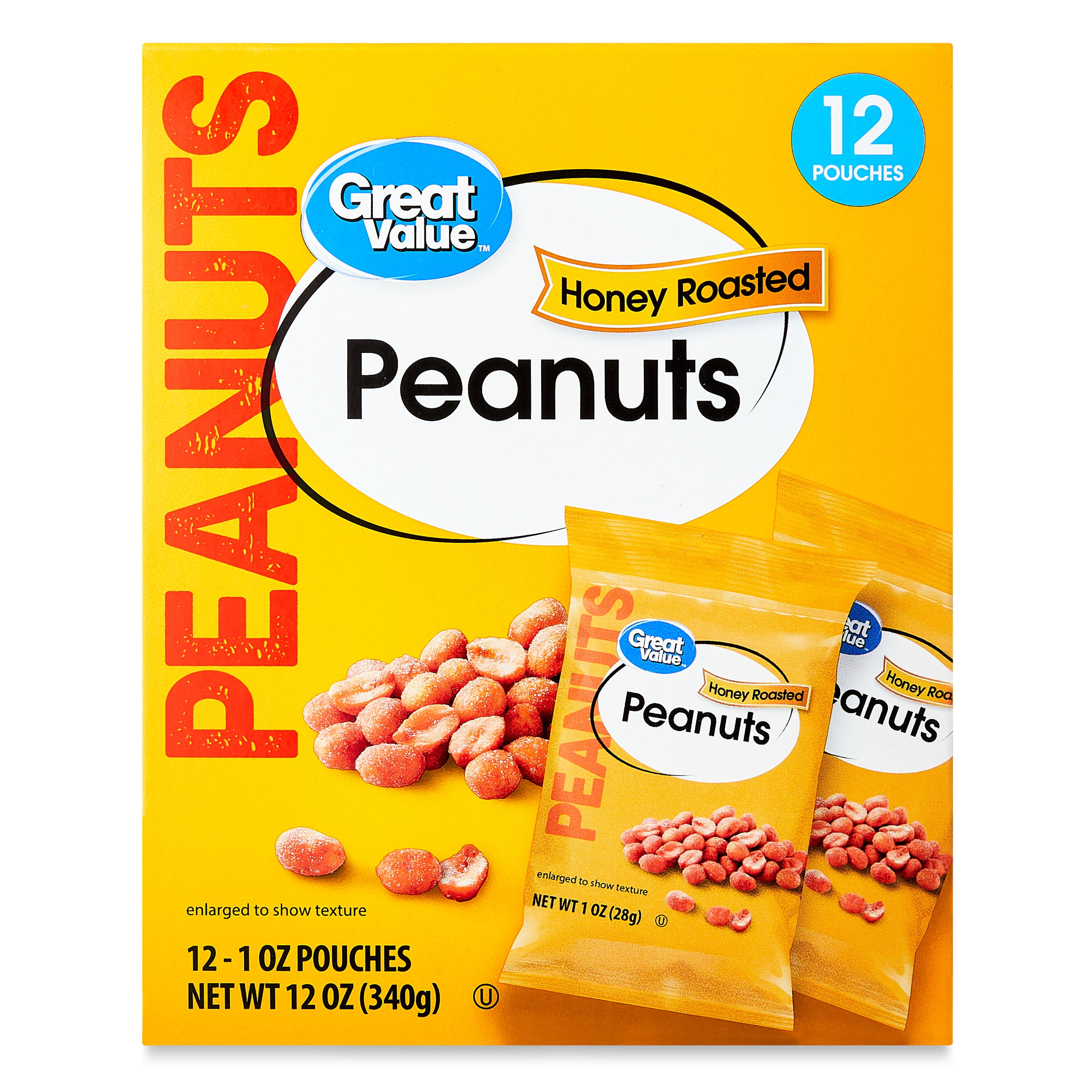 Great Value Honey Roasted Peanuts, 1 oz, 12 Count
